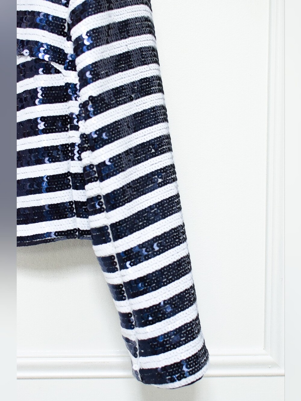 NWT J. Crew Collection Louisa Lady Jacket Sequin Blazer Striped Blue White Sz 8 - Picture 8 of 14